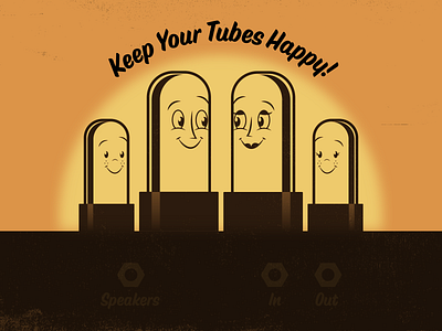 Happy Tubes amps electronics illustraion illustration illustration art illustration digital illustrations retro seattle tubes