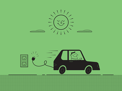 Electric Car car electric electric car greenenergy illustraion illustration illustration art illustration digital illustrations minimalist retro seattle simple