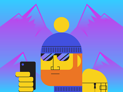 Mountain Man Selfie illustraion illustration illustration art illustration digital illustrations minimalist seattle
