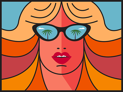 Hot Summer 70s 70s illustraion illustration illustration art illustration digital illustrations minimalist seattle summer sunglasses