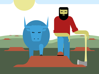 Paul & Babe babe blue illustration illustration art illustration digital ox paul bunyan