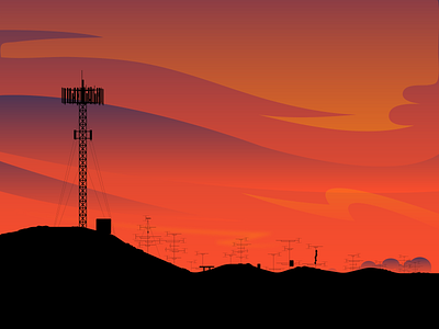 Cellular Sunset cellular illustraion illustration art illustration digital sunset tower