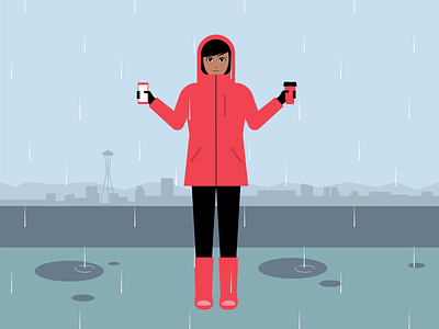 Seattle gortex illustration illustration art illustration digital rain rubber boots seattle