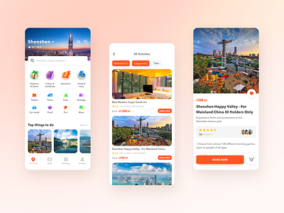Travel App UI Interface Design card details homepage list travel ui