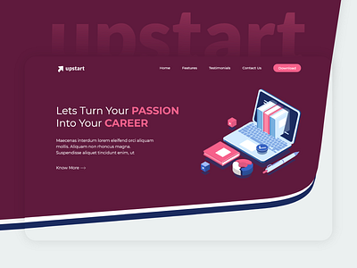 Web Design for Upstart adobe app design e learning education illustration isometric typography ui ui design ux ux design vector web website