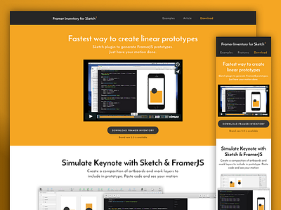 Framer Inventory 2.0 Landing Page framer framerjs interaction motion plugin prototype sketch