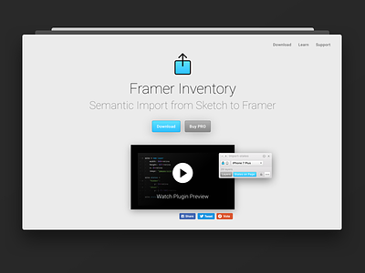 Framer Inventory 3 – Landing Page framer landing plugin prototyping sketch
