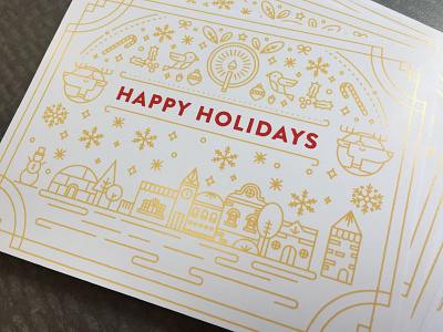 Holiday Card card christmas gold holiday illustration line
