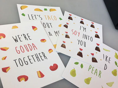 Valentines Food Puns cards cheese food fruit pear puns soy sauce taco valentines