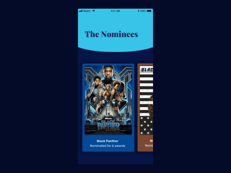 Movie Selection animation black panther marvel movie principle selection sketch ui design uiux