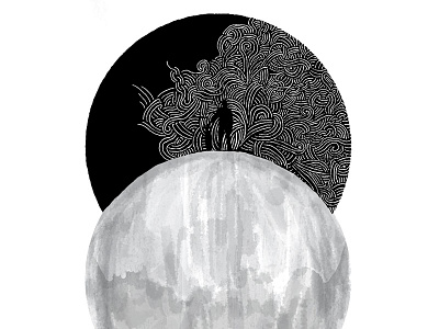 Dreamer design doodle drawing free hand graphic longboard moon photoshop silhouette wacom