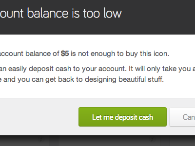 Account balance modal