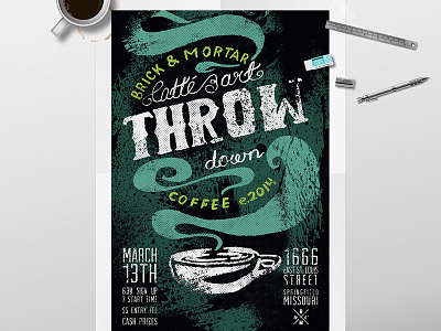 Brick & Mortar Coffee Poster advertising art cafe coffee handtype latte logo missouri poster screen print springfield