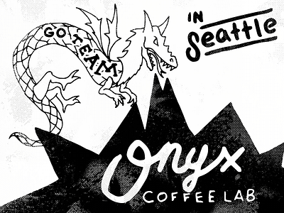 Onyx Coffee Lab: Postcard cafe coffee dragon handmade illustration postcard seattle wordmark