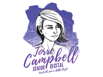 Torre Campbell: Senior Recital Poster band poster classical music flute flutist handdrawn music music poster pencil senior recital