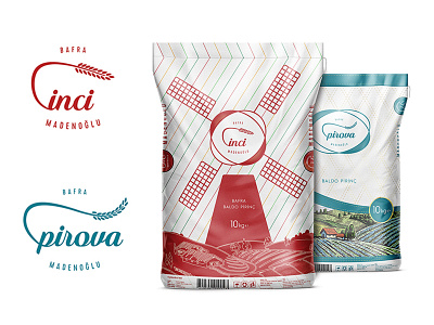 Rice sack design illustration logo packaging