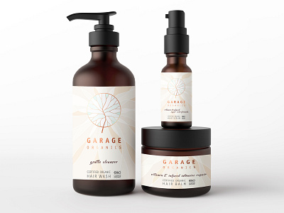 Garage Organics Logo & Packaging body care branding cosmetic packaging cosmetics design hair care logo organic packaging vector