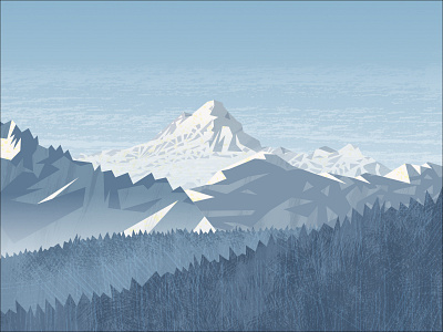 Peakvisor panorama bicycle design hike hiking illustration light meadow mountains snow vector