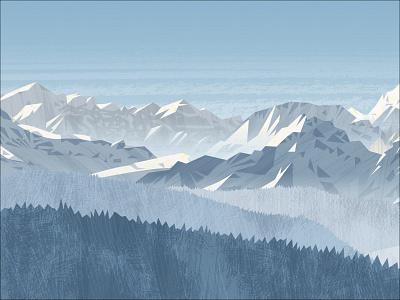 Peakvisor panorama design hike hiking illustration light mountains snow vector