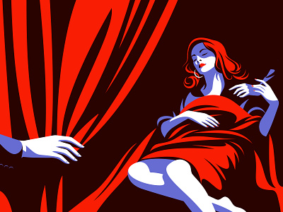 The red curtain design flat design flat illustration illustration love minimal secret sleep vector woman