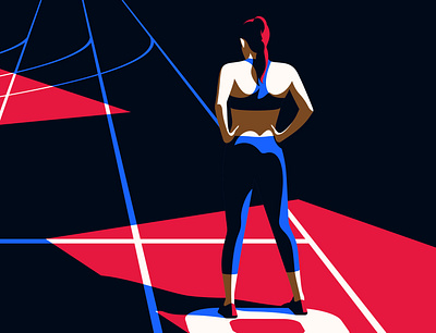 Eight Sleep contrast design illustration sport sportwoman track and fiels vector