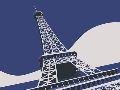 Minimal French 2 constrast design eiffel tower illustration light vector