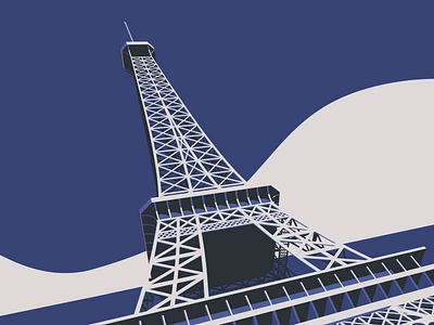 Minimal French 2 constrast design eiffel tower illustration light vector