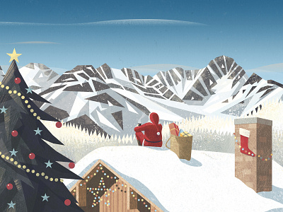 Santa Claus in the mountains christmas christmas tree design illustration mountains santa claus snow vector