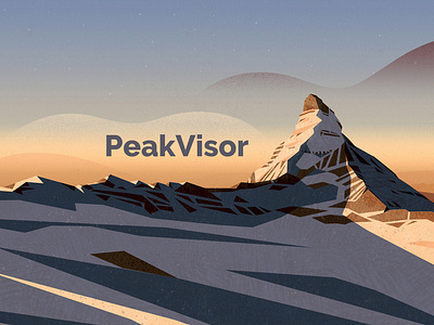 PeakVisor AppStore illustration branding illustration matterhorn mountains snow sunset vector
