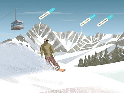 PeakVisor / App Store illustration design illustration mountains ski ski lift skiing snow vector