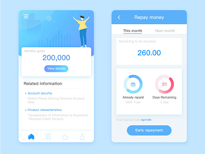 Finance app blue finance