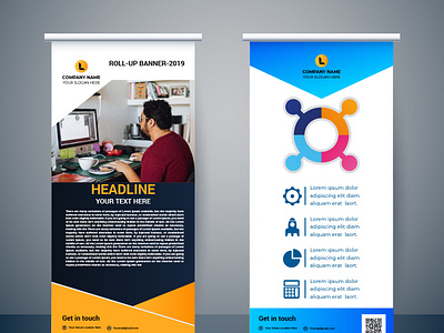 business stand banner design with angled cutout design 692345