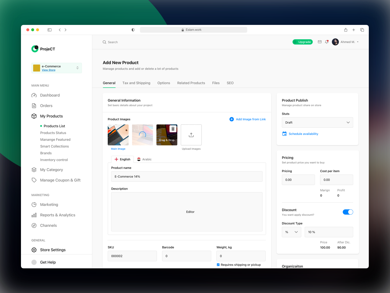 E-Commerce / Add New Product by Eslam. on Dribbble
