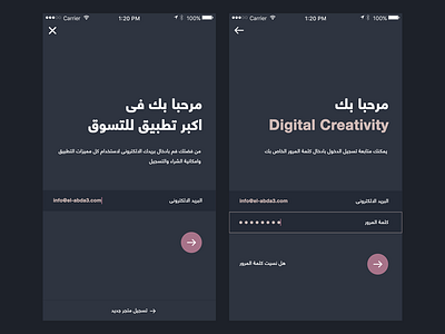 sign in app arabic flat in login screen sign typograph ui ux