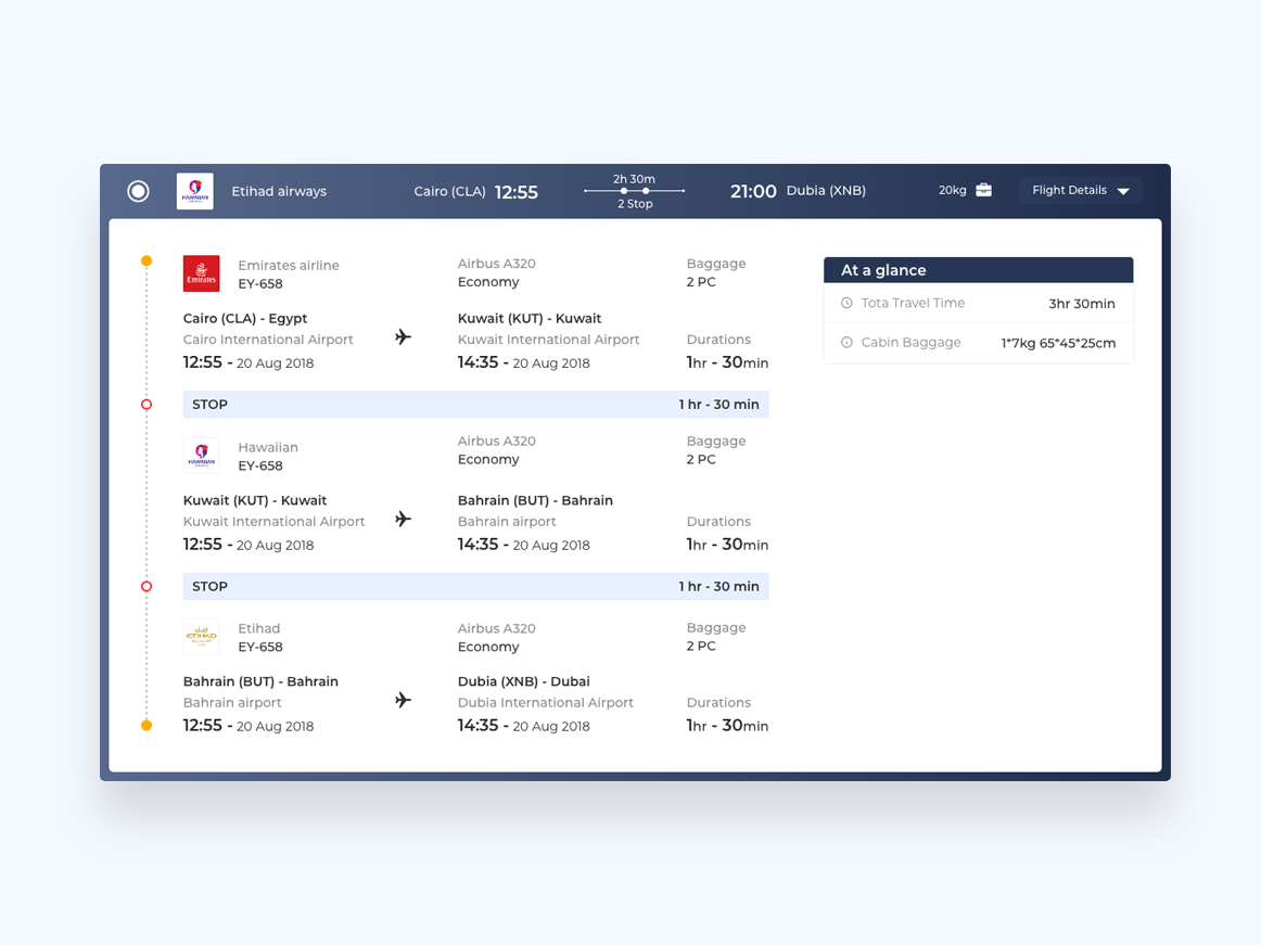 Flight details by Eslam. on Dribbble