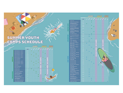summer schedule graphic design grid illustration magazine spread spreadsheet summer typography