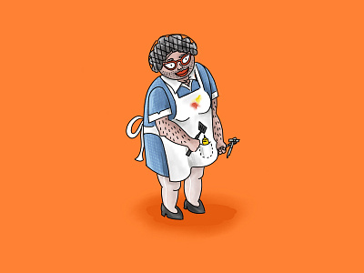 Vinny as a Lunchlady freehand illustration procreate sticker stickermule