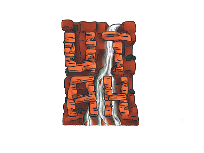 UTAH art desert illustration ipad procreate red rocks type utah waterfall
