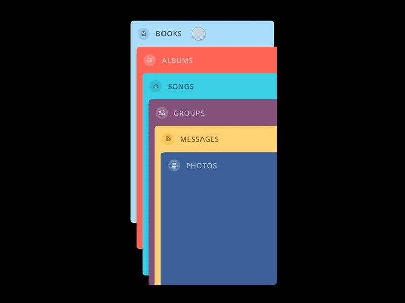 Stacked Card Interaction animation app cards flinto gif interaction prototype stacked ui ux