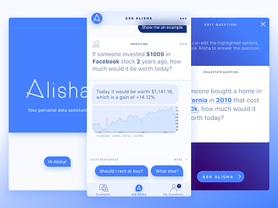 Ask Alisha: your personal data assistant ai app bot chat conversational interface finance investing ios mobile real estate