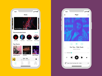 Music App artist home screen ios mobile design music app music art player screen responsive top charts ui design ux