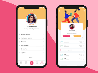 Splitwise redesign of My Profile and Friend's Profile android design branding design home screen ios mobile design ui ux
