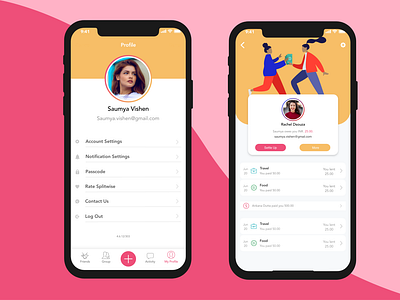 Splitwise redesign of My Profile and Friend's Profile