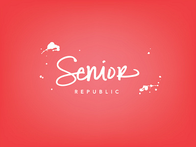 Senior Republic Logo all caps braizen california hand drawn ink logo photographer red sans serif script splatter uppercase white