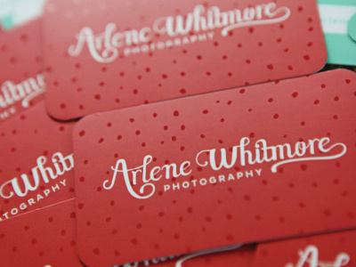 Arlene Whitmore Business Card arlene whitmore braizen business card jasmine byers jasmine ellesse jasminellesse photography red san serif script spot varnish