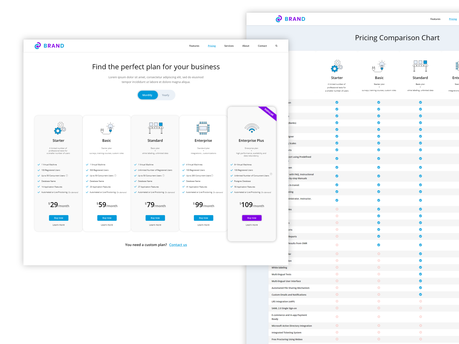 Pricing plans design. Comparison table design. by Ana Kujavic on Dribbble