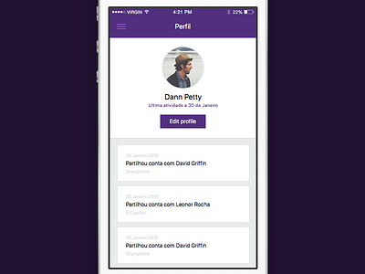 Profile Screen – WIP edit profile ios list menu mobile profile purple screen