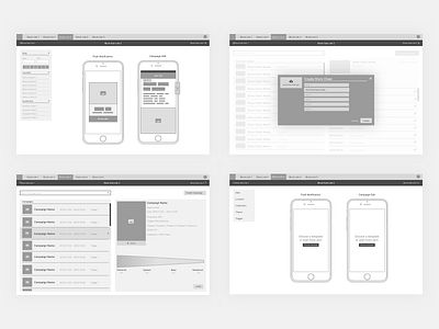 Low-Fi Wireframes grey low fi web app wip wireframe wireframes work in progress