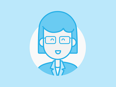 Female Face Illustration blue corporate glasses icon illustration white