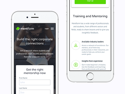 Mentform Landing Page Mobile